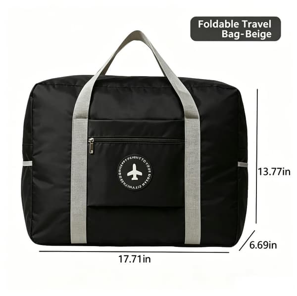 Lättviktsresväska, hopfällbar handbagage weekendväska Black