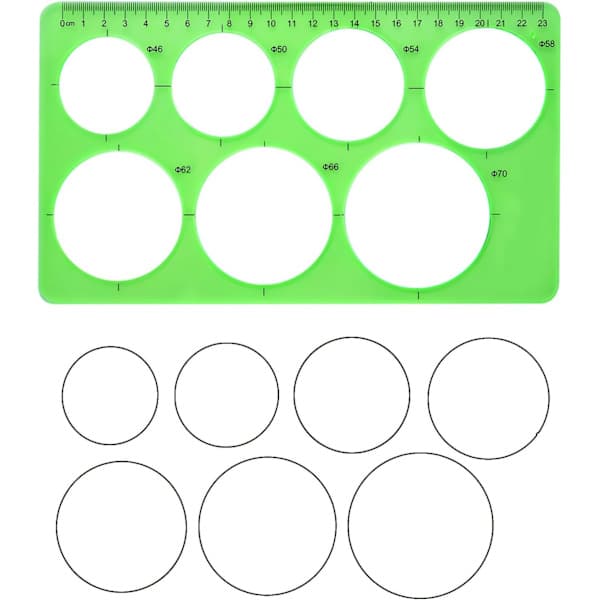 3 stk. runde stencils lineal plast runde og ovale stencils
