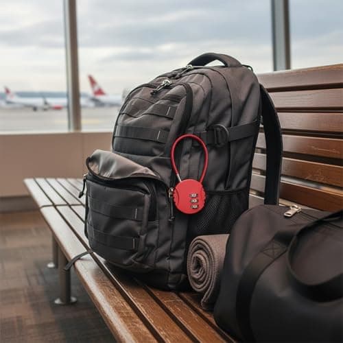 Kabelkombinationslås til bagage, zinklegeringshus med fleksibelt stålkabel, nulstillelig kode rejselås Red