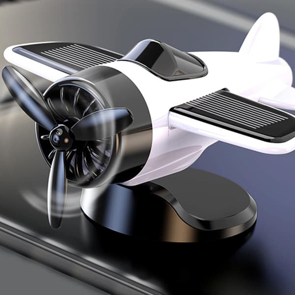 Soldriven flygplansprydnad - Roterande bilinredning White
