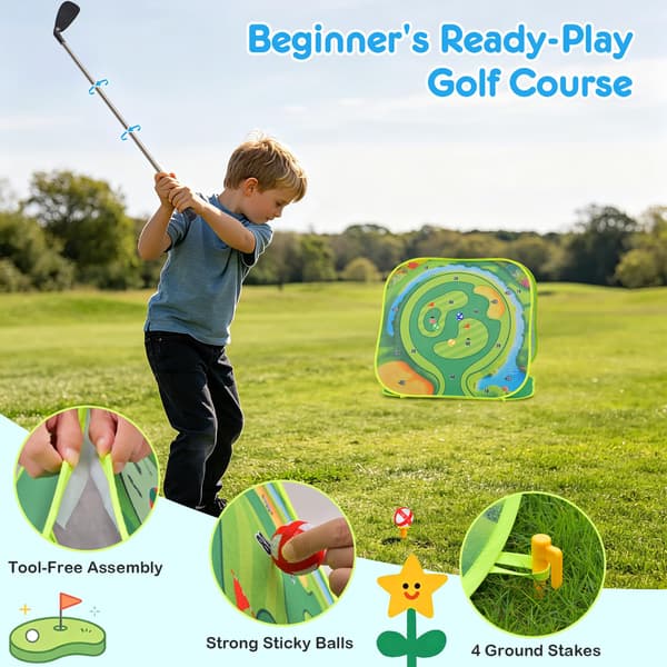 DyBaxa 4-i-1 Golfsæt til Børn, Lysende Golfspil med 3 LED-mål 33 Pcs Toddler Golf Set