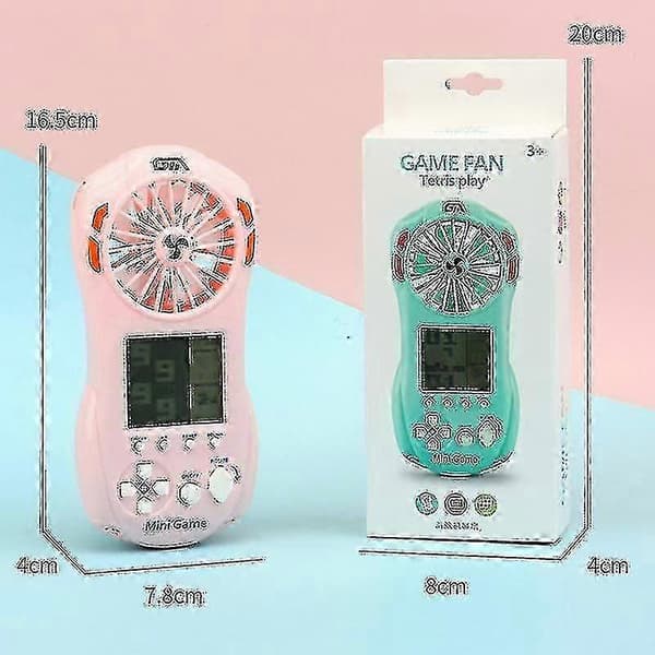 Håndholdt Tetris-spillekonsolventilator 2-i-1, bærbar mini-halsventilator Pink