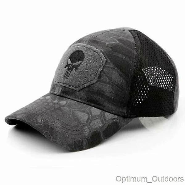 Punisher Mesh Back Baseballkeps Operators Hatt Airsoft Army Kamouflage Dödskalle Black Kryptec Camo