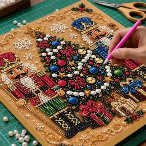 C'eitura Perlemalingssett 7.87 * 7.87in Nøtteknekker Juletre DIY Kunst Nutcracker
