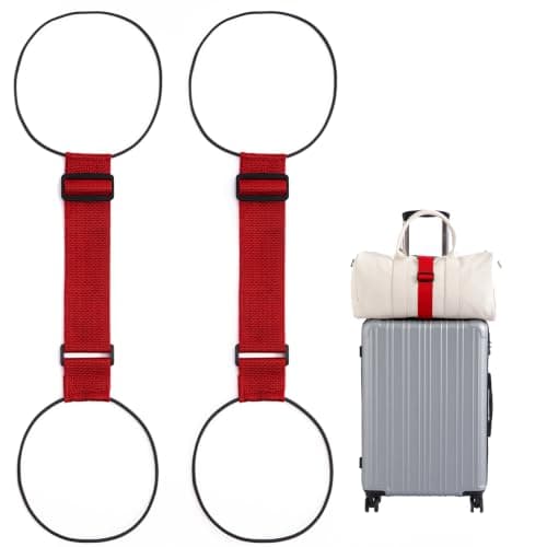 2-pack bagageremmar för resväskor, 25 färger, justerbar elastisk resväskrem med dubbel stabilitetsdesign, handsfree Red
