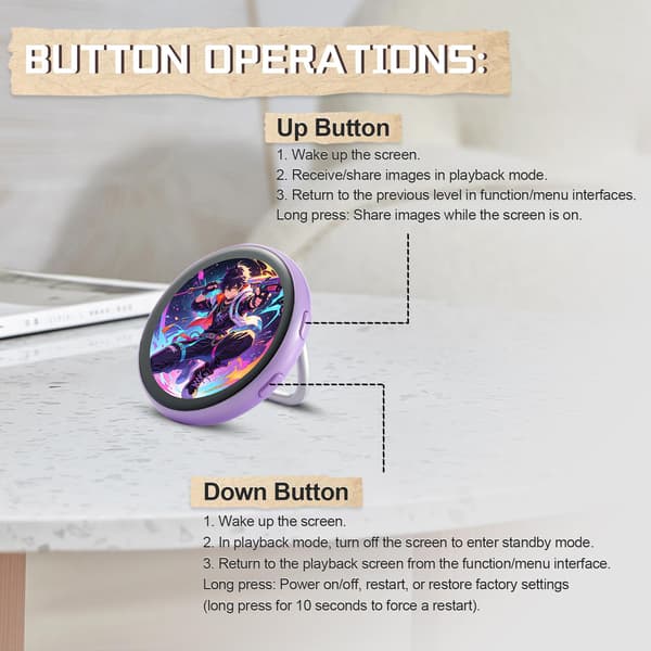 WSTER Bluetooth Digital Display-merke med appkontroll, lilla Purple