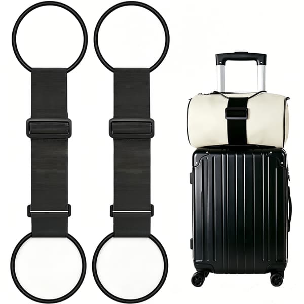2-pack justerbara bagageremmar för resväskor, koppla väska till resväska Black