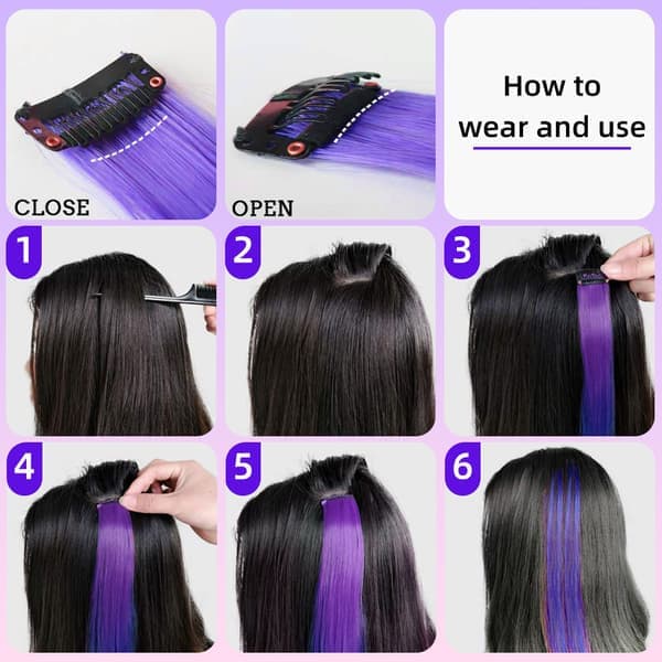 Clip-on Hair Extensions, 10-pakning
