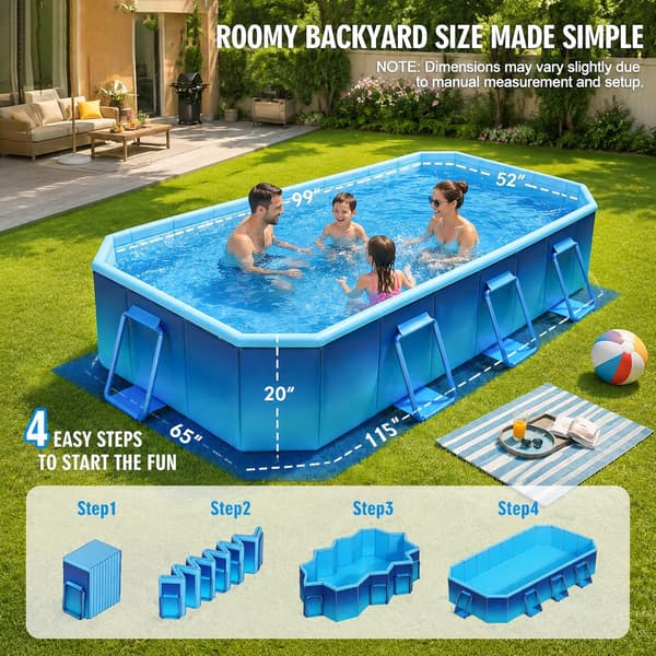 Sammenfoldelig pool til voksne med underlag 115\"×65\"×22\"