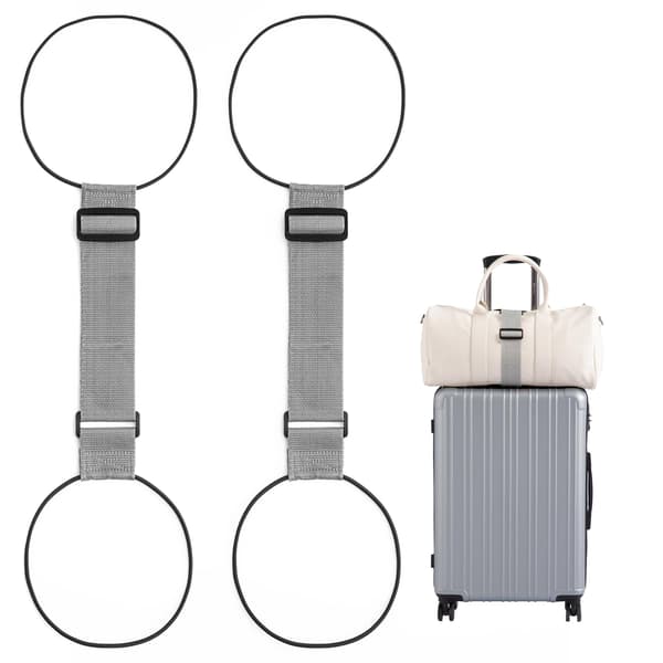 2-pack bagageremmar för resväskor, 25 färger, justerbar elastisk resväskrem med dubbel stabilitetsdesign, handsfree Grey