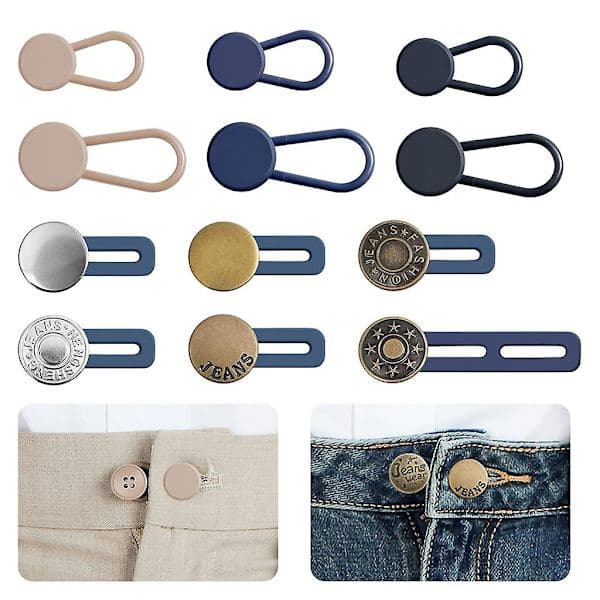 12 stk. bukseforlengerknapper, midjeforlengerknapper for menn og kvinner jeans