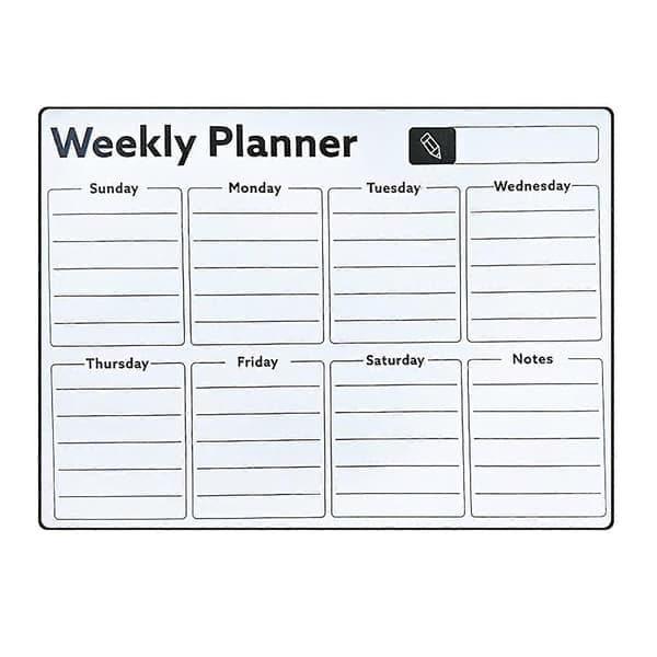 Magnetisk Whiteboard til Køleskab Genanvendelig Månedskalender & Ugeplanlægger Black Board Style Notesblok Køkken Opslagstavle, Størrelse E E