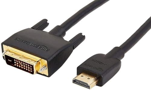Amazon Basics HDMI–DVI-sovitinkaapeli, kaksisuuntainen 1080P, kullattu, 1,8 m, helppo asentaa, musta 6 ft 1-Pack