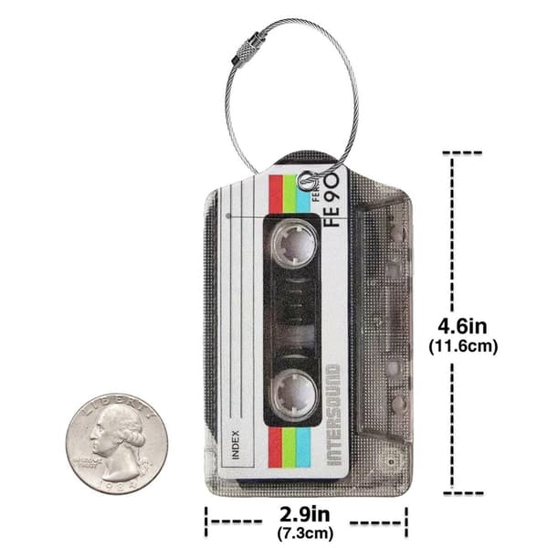 2-pack bagagebrickor i PU-läder för resväskor - Retro kassettband Retro Cassette Tape
