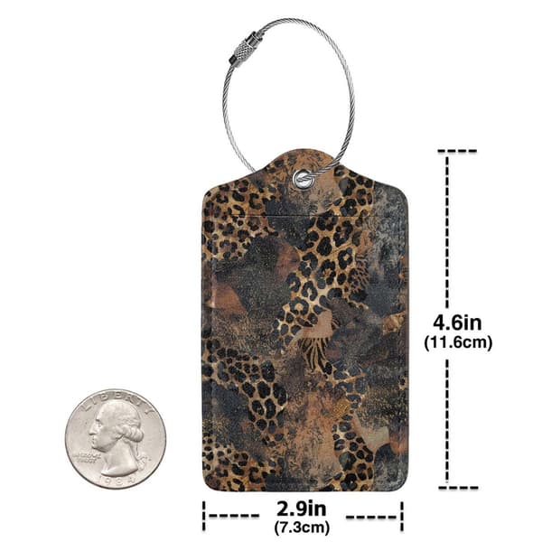 2-pak PU-læder bagagemærker til kufferter - Abstrakt leopardprint Abstract Leopard Print
