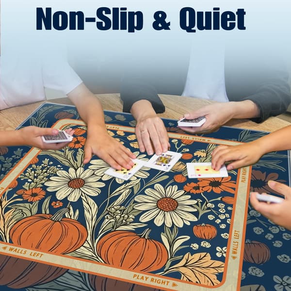 Marineblå høstblomstret Mahjong-matte til bord 31,5\"x 31,5\" Navy Blue