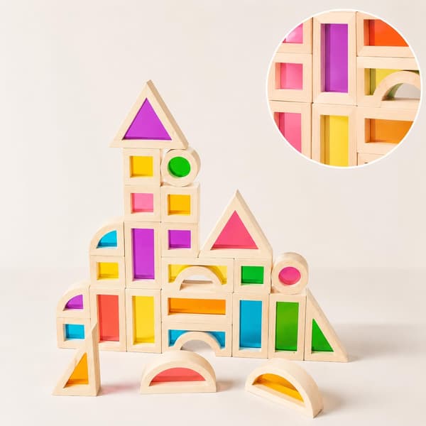 Stapelleksaker i trä 25-pc Acrylic Rainbow Blocks