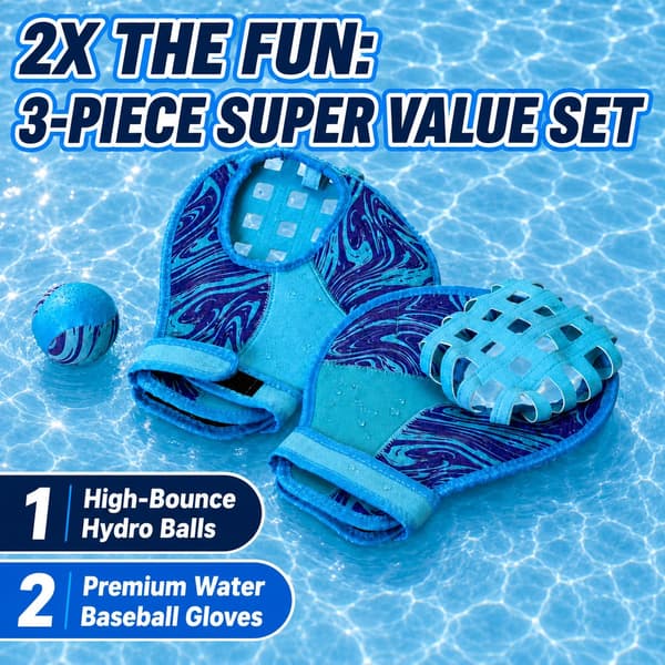 Vattenbasebollhandskset med studsboll för pool- och strandleksaker Deep light