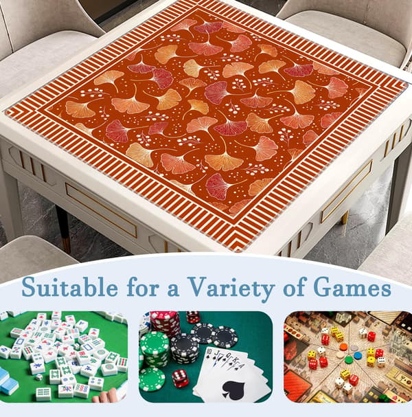 Orange Boho Efterår Ginkgo Blad Mahjong Måtte 31.5\" x 31.5\" Brown Beige Gingerbread Man