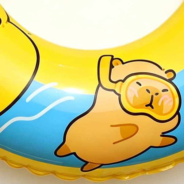 Uppblåsbara poolringar Tecknad Capybara – –Läckagesäker PVC Uppblåsbar Simring Blue