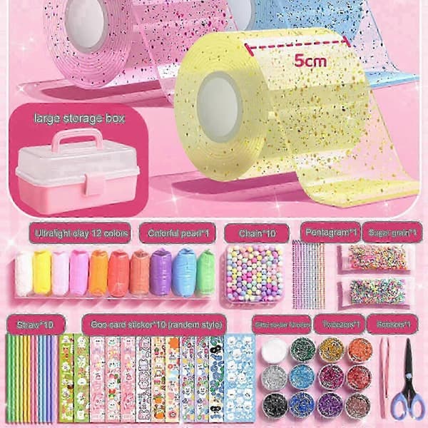 Nano Tape Bubble Kit lapsille - Kaksipuolinen teippi Magic Plastic Bubble Maker, Super Elastic Bubbles Uki Yellow