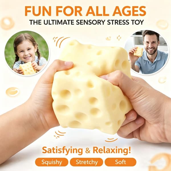 Lysegul ost Squishy Slow Rising, Squishy Squeeze osteblok, blødt nyheds legetøj, stressbolde til voksne, der genopretter sensoriske Squishys