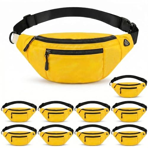 10-pack gula magväskor i bulk för män och kvinnor, crossbody midjeväskor Sunflower Yellow