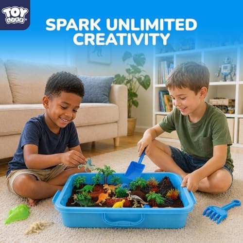 TOY Life Dinosaur Magic Sand Sensorisk Låda, Sandlådeset, Ålder 3-8 Dinosaur Sensory Bins