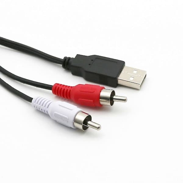 USB A hann til 2x RCA Phono hann AV-kabel LED PC TV Aux lydvideoadapter (1,5M)