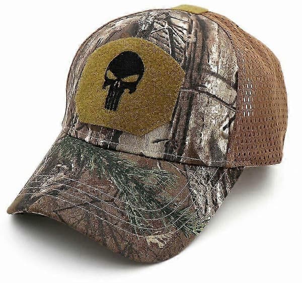 Punisher Mesh Back Baseball Cap Operators Hat Airsoft Army Camouflage Skull Real Tree Camo
