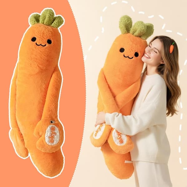 Morotskudde, 43\" stor morotskudde med RC-värme & klapparm + Bluetooth-inspelning, kroppskramande sovkuddar för sidan Medium Carrot