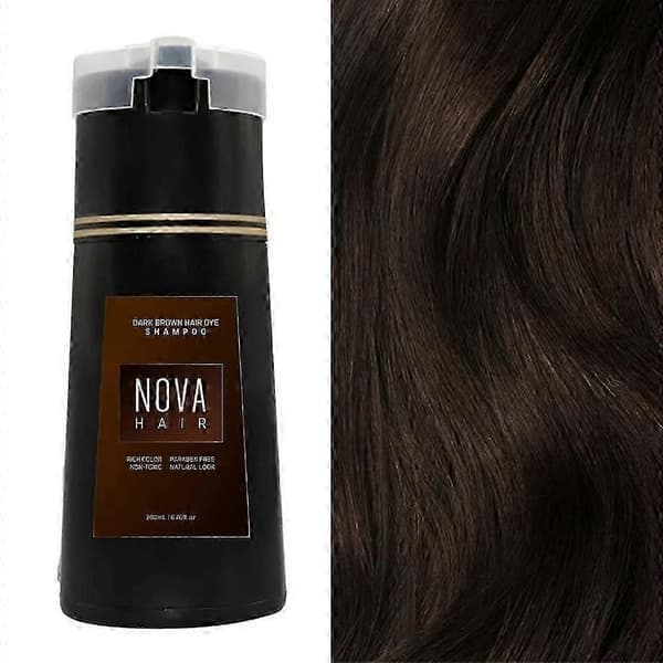 Hårfarveshampoo, Nova Hair Instant Dye Shampoo, Hårfarveshampoo til hår (mørkebrun)