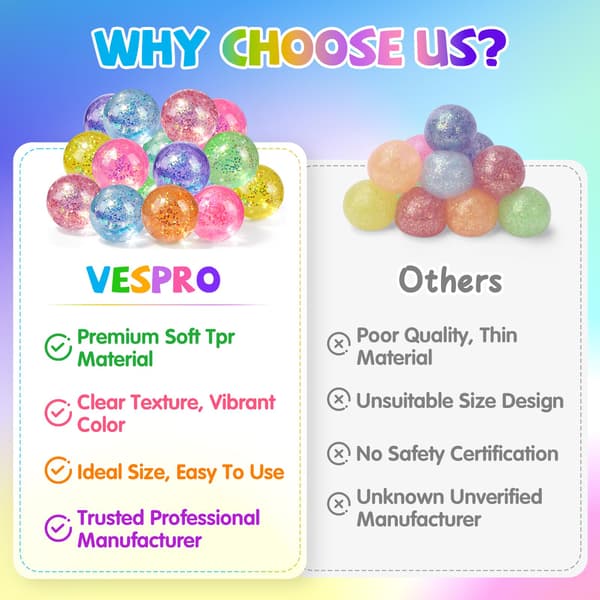 24-pak glitter squishy stressbolde, Taba squishy legetøj til børn og voksne 24pcs Glitter Stress Balls