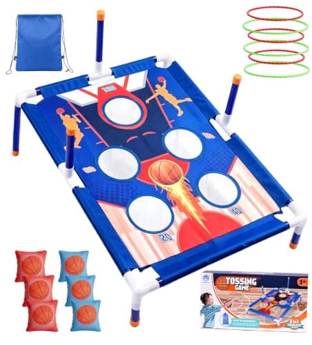 Cornhole-bräda för barn, bärbar bönpåse & ringkastningsspel