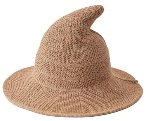 Heksehat til børn, foldbar bomuldsgarn Halloween Cosplay-kasket Khaki