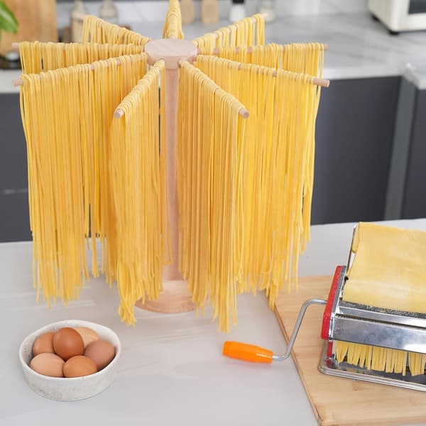 Pastatørrestativ, stort pastastativ i træ, foldbart til tørring af frisk pasta, nudler, spaghetti