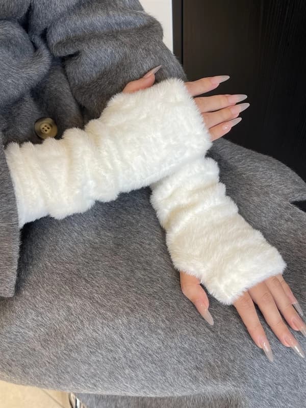 Dame armvarmere Vinter søde fingerløse vanter, hvid white