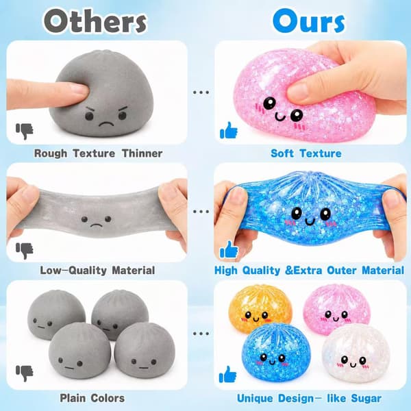 6 STK Squishy Legetøj i Bulk til Voksne, Tilfældige 6 Farver, Mini (5,6 cm) Stressbolde til Voksne, Squishy Klemme Aflastningsbolde i Bulk Fidget Legetøj, Jul Multicolor 08