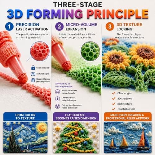Magic Popcorns Penner 3D Oppblåsbart Tegnesett, Boblekunstmarkører for Håndverk 2 Pack