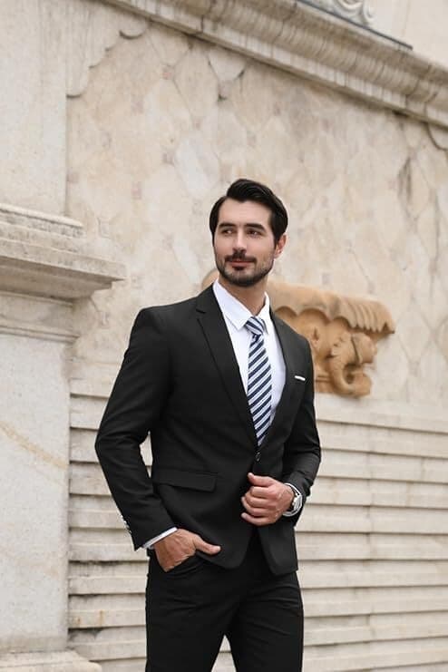 Herr Slim Fit 2-delad Kostym, Kavaj, Byxor, Svart, Storlek XL black XL