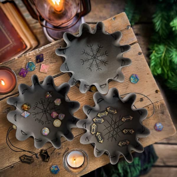 Vikings terningbakke snøreopbevaringspose bakke med snøre ægte læder terningpose til D&D terninger smykker mønter og små tilbehør Constellation