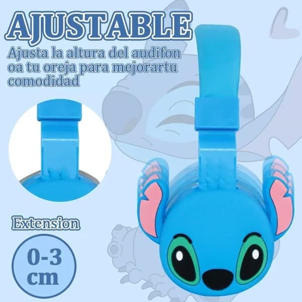 Disney Lilo & Stitch Trådlösa Bluetooth-hörlurar för barn, vikbara mjuka öronkuddar, blå