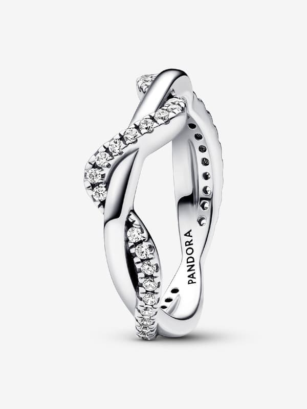 Pandora - Mousserende Sammenflettet Bølgering - Sterlingsølv Omkreds: 52mm Circumference: 52mm