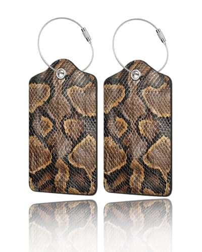 2-pack bagagebrickor i PU-läder för resväskor - Ormskinnstryck Snake Print