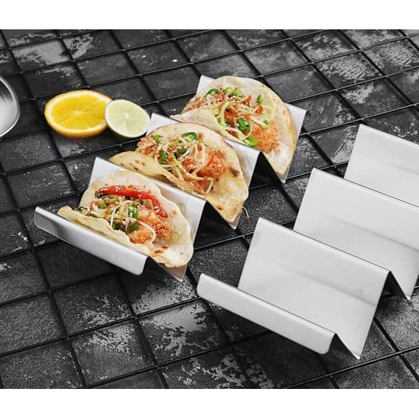 Taco-hållare, 2-pack korvställ, rostfritt stål lönn, diskmaskinssäker för tacos