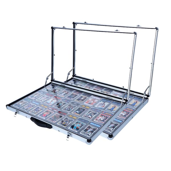 Kortsammelingsutstilling Aluminium Oppbevaringsboks for samlekort, Sølv Small-Silver-2p