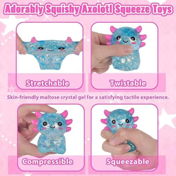 9 cm Blå Glitter Siddende Axolotl Squishy Langsomt Stigende Blue Sitting Style