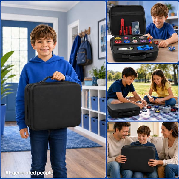 GZWENHAN Spinning Top Case Opbevaring 28 Pladser Hård EVA Organizer Sort Black 28 Slots