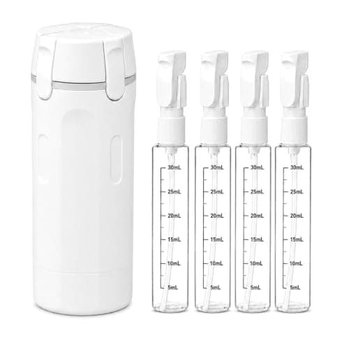 4-i-1 Resetoalettflaskor, Läckagesäker Pumpdispenser, 4 x 30 ml, Vit White