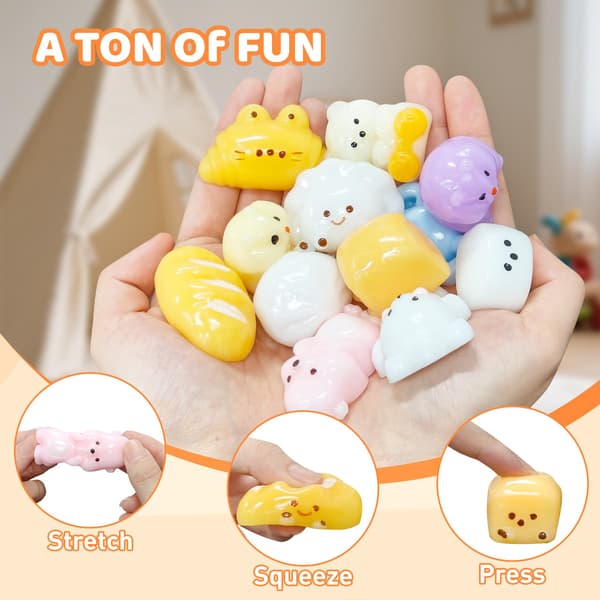 20 stk. Taba Squishy Legetøjssæt, Fidget Legetøj til Børn 8-12 og Voksne, Taba Squishies med Nøglering, Mini Squishy Stressaflastning til Påskekurv Random